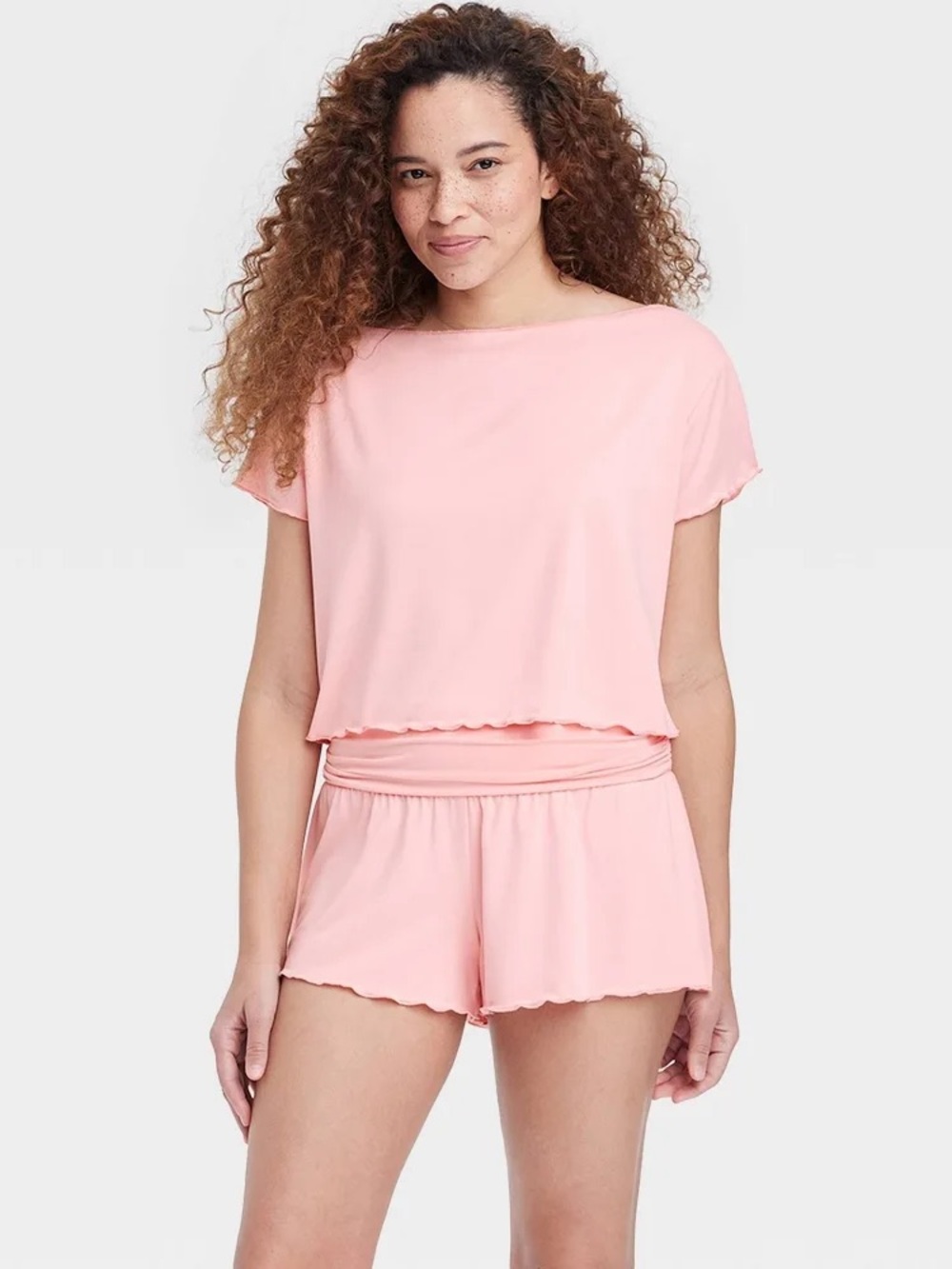 Colsie Light Pink Short-Sleeve Top & Shorts Sleep Set
